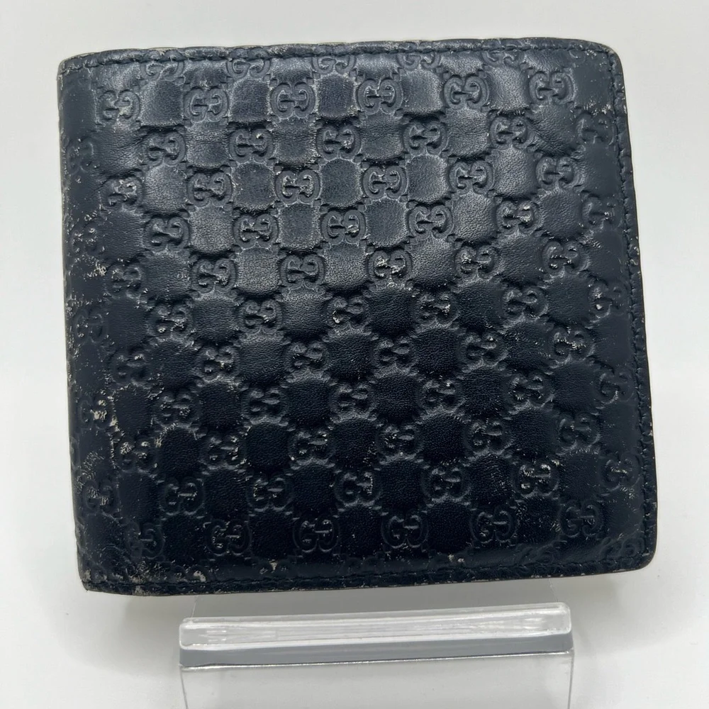 GUC Gucci Black Microguccissima Bifold Wallet